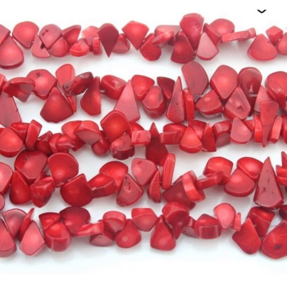 Red Sea Bamboo Coral Teardrop Beads - 15.5” Strand